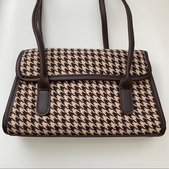 Tweed long strap houndstooth shoulder bag - Picture 3 of 8